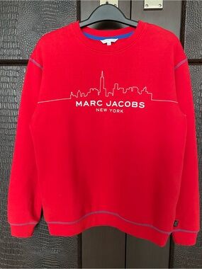 Little Marc Jacobs Red Skyline Logo Crewneck Sweater